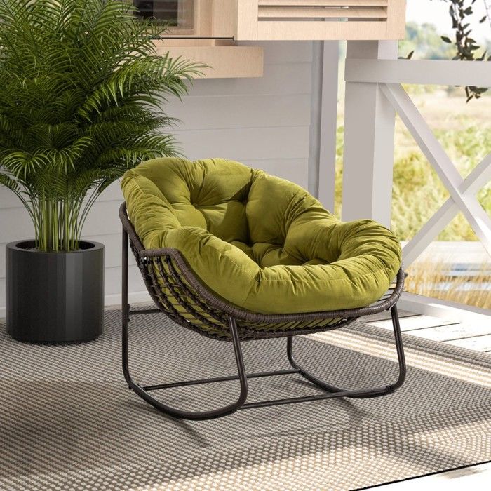 Fauteuil Bascule Rotin Vert Olive 90x106x78cm coussin Rembourré Confortable adapté Véranda Salon Terrasse Et Jardin Extérieur Fauteuil Bascule Rotin Vert Olive 90x106x78cm coussin Rembourré Confortable adapté Véranda Salon Terrasse Et Jardin Extérieur