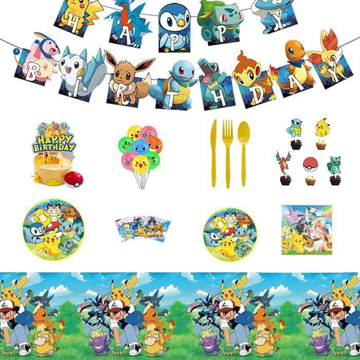 150 PCS Enfants Decoration Anniversaire Deco Anniversaire Vaisselle Kit pour Enfants Thème Dessin Animé Enfants Garçon Fille Party