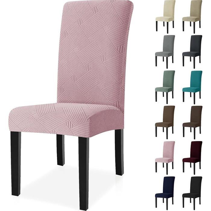 Housse de Chaise 2 Pièces Extensible Housse Chaise Salle à Manger Universel Housse pour Chaise Housses de 2 Pièces Rose