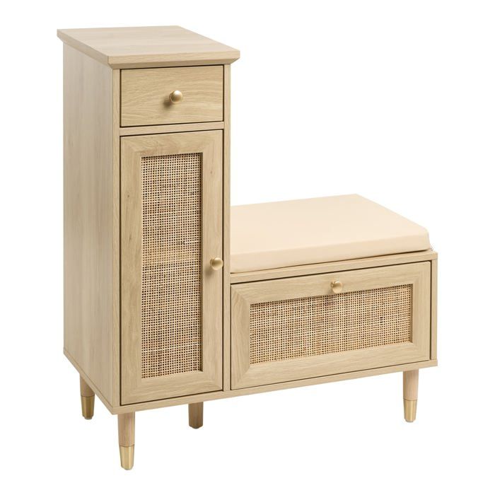 Banc et meuble de rangement pour chaussures FORSTER Marron clair Banc et meuble de rangement pour chaussures FORSTER Marron clair