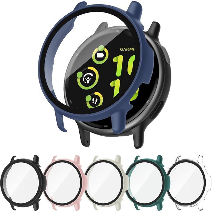 Lot De 6 Coques Compatibles Garmin Vivoactive 5 – PC + Verre Trempé – Protection Complète – Résistant Aux Chocs