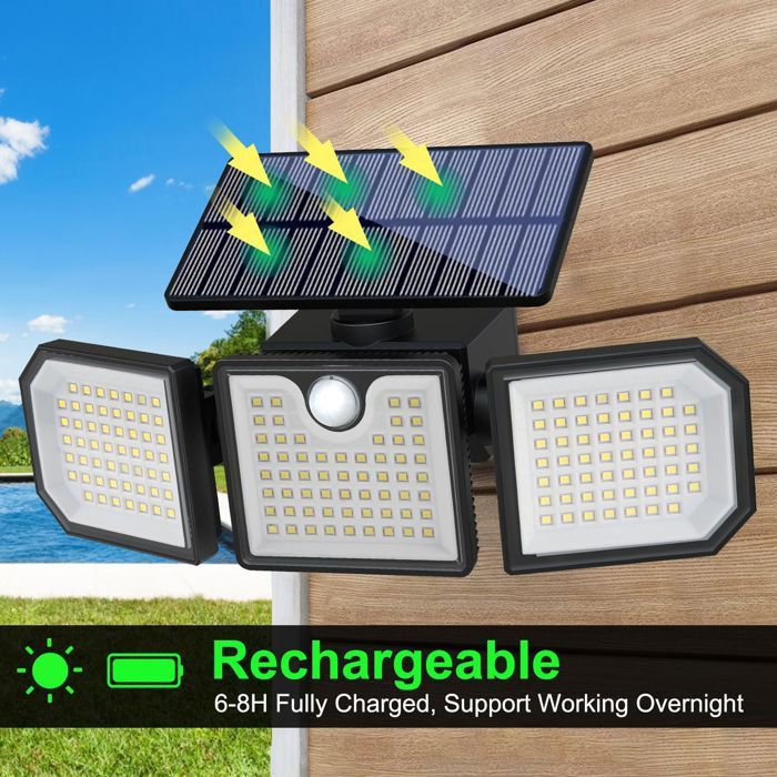 Lampe Solaire Exterieur 180 LED Lumiere Solaire Exterieur Détecteur de Mouvement Projecteur Angle déclairage 270° Étanche éclairage