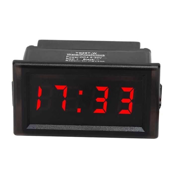 Horloge Numérique De Tableau De Bord Voiture - Étanche, Affichage LED Rouge/Bleu/Vert, Large Tension 4.5-30V