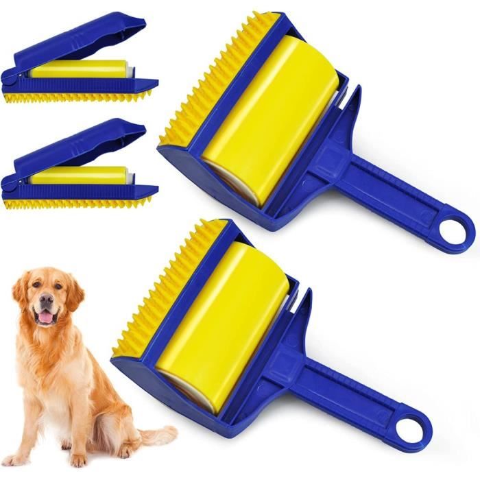2 Sets Rouleaux Collant avec Couvercle Rouleau Anti-Peluches Brosse Anti Poils Chat Chien Réutilisable et Lavable Brosse Adhésive