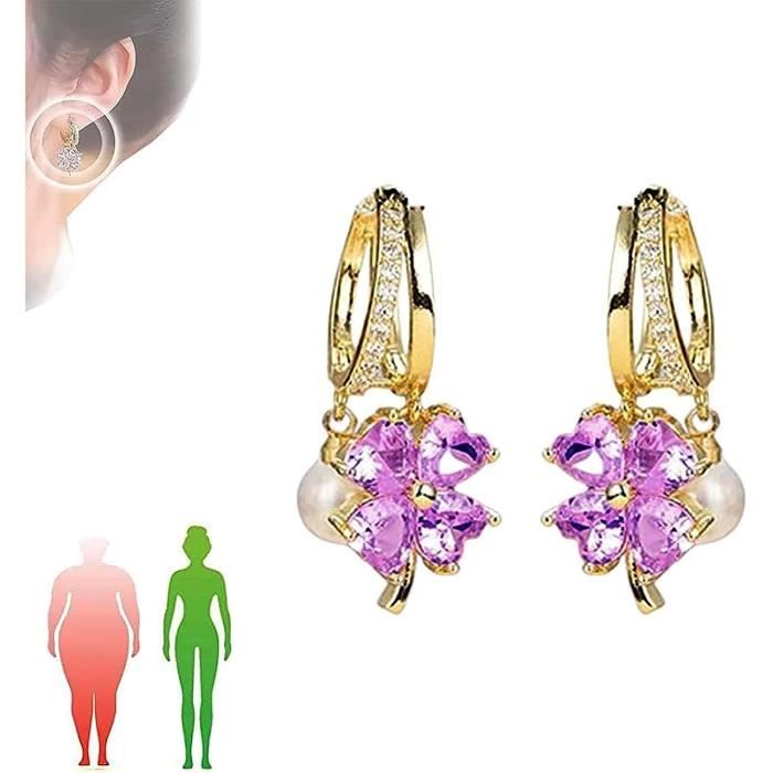 boucle d oreille  lymphvity magnetherapy germanium boucles d'oreilles boucles d'oreilles fashion pink water diamond pearl or