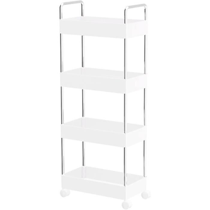 Chariot De Rangement Mobile 2 Étages Sur Roulettes – Étagère Multifonction Cuisine, Bureau, Salon – Organisateur Pratique Et Compact