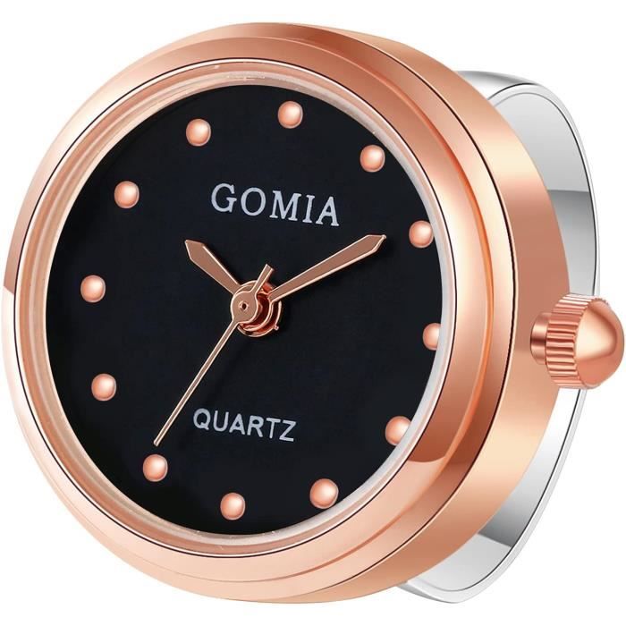 SALALIS Montre à Bague à Quartz Montre à Bague Avec Couvercle Rabattable, Fleur Elliptique 3D