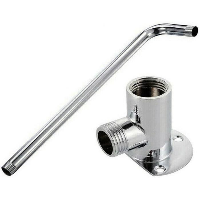 Bras De Douche Inox - Extension Murale Pour Pommeau Pluie Plafond | Adaptateur G1/2 | Finition Noir Mat élégant - 10