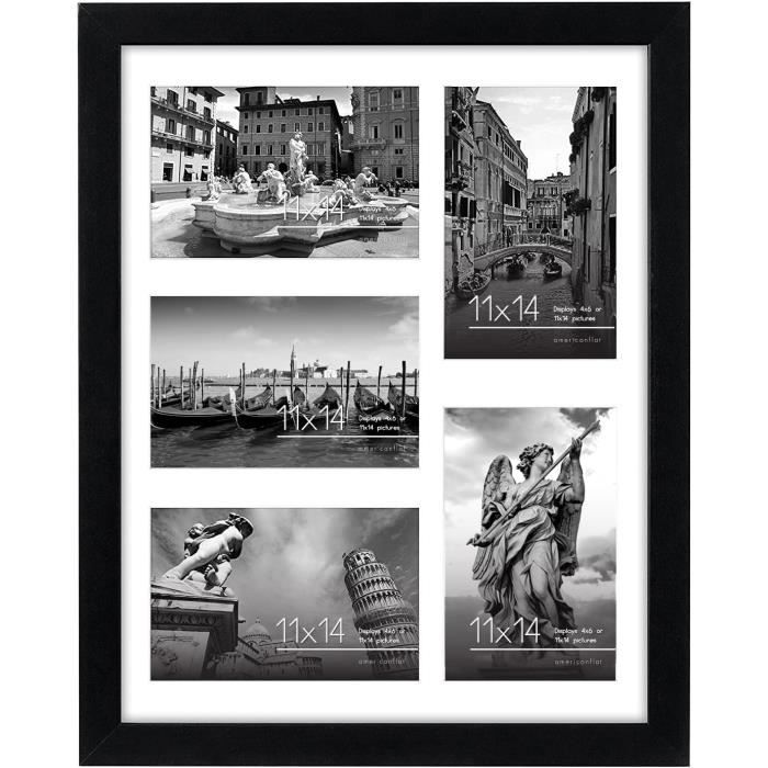 Americanflat Cadre Photo Blanc 28x35cm | Pour 5 Photos 10x15 Ou 1 Photo 28x35 - Verre Trempé