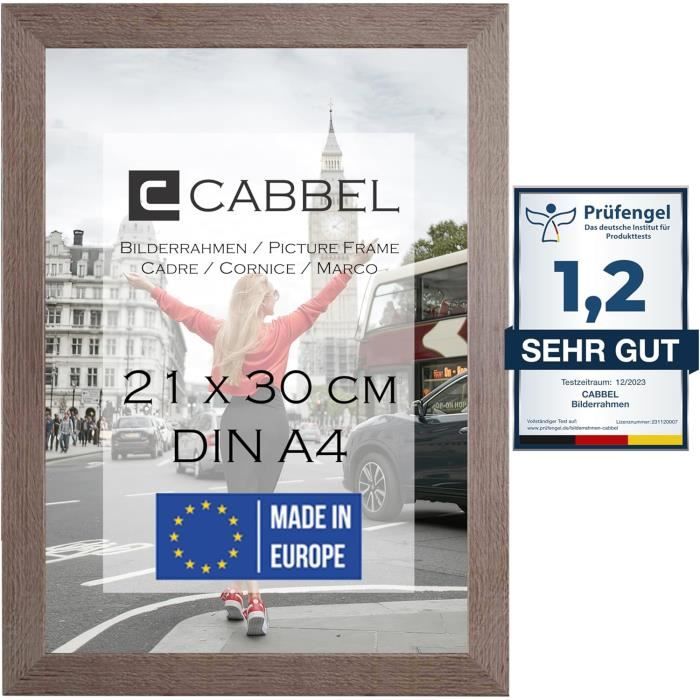 Cadre Photo A4 en Bois MDF Brun avec Verre Plexi Incassable - Moderne ...
