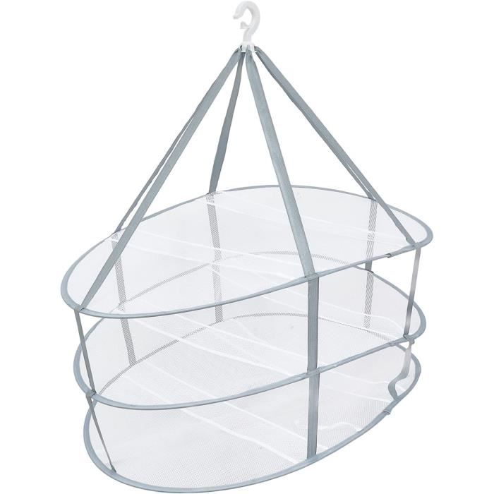 Panier de rangement pliable à 5 niveaux en maille à suspendre pour jouets, vêtements en peluche, salle de bain, balcon (bleu Panier de rangement pliable à 5 niveaux en maille à suspendre pour jouets, vêtements en peluche, salle de bain, balcon (bleu