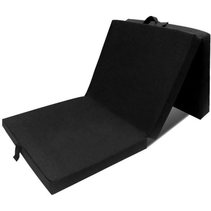 Matelas En Mousse Pliable En 3 Sections Camping Pique Nique Exterieur 190 X 70 X 9 Cm Noir Achat Vente Matelas Cdiscount