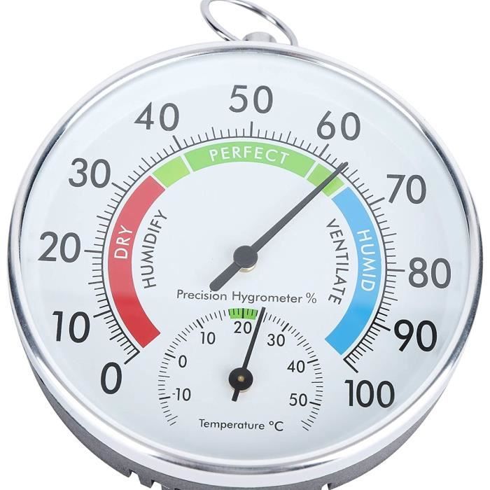 Thermomètre Hygromètre GUMEI Analogique - 58mm - Pour Intérieur/Extérieur - Sans Pile