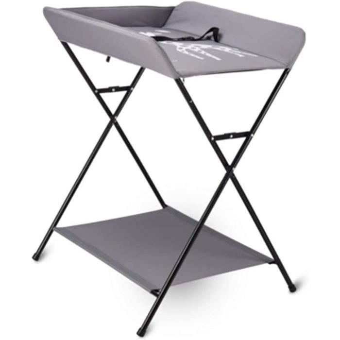 Table à Langer Pliable Bébé - Avec Ceinture Sécurité, Compartiments Rangement, Hauteur Confortable (grise)