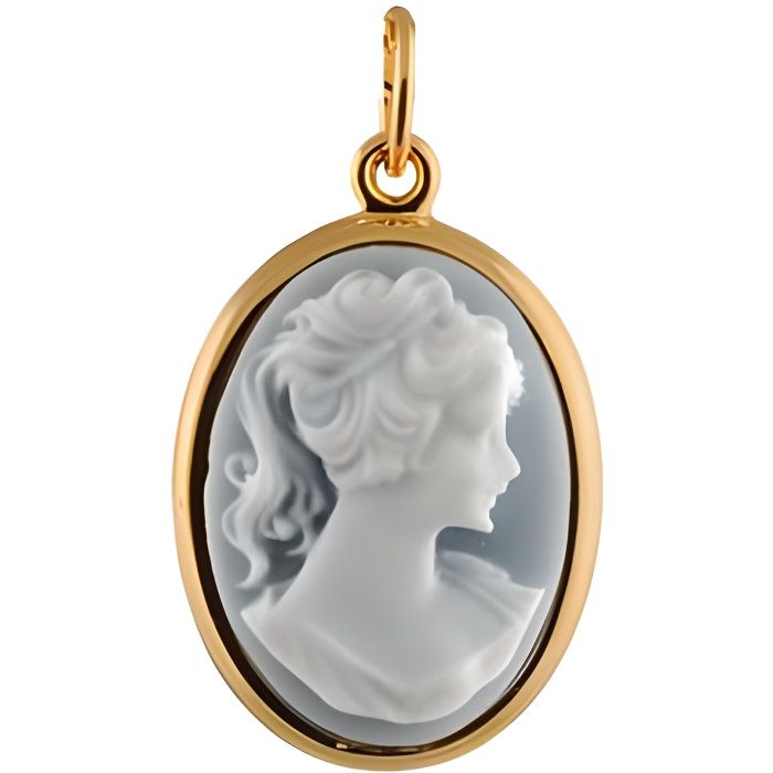 Pendentif ovale Camée résine bleu