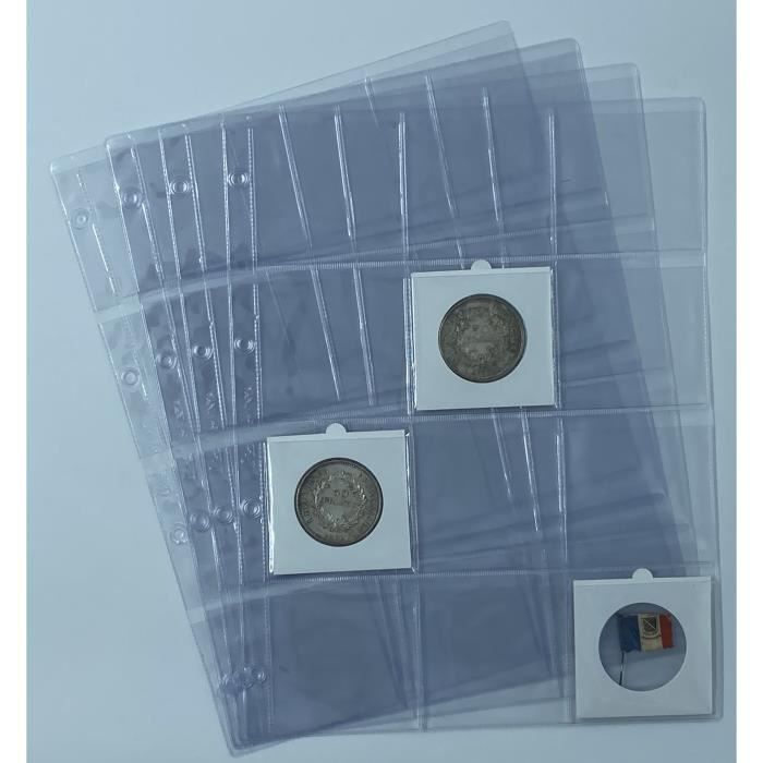 50 feuilles pour pièces de monnaie grand format (pour classeur