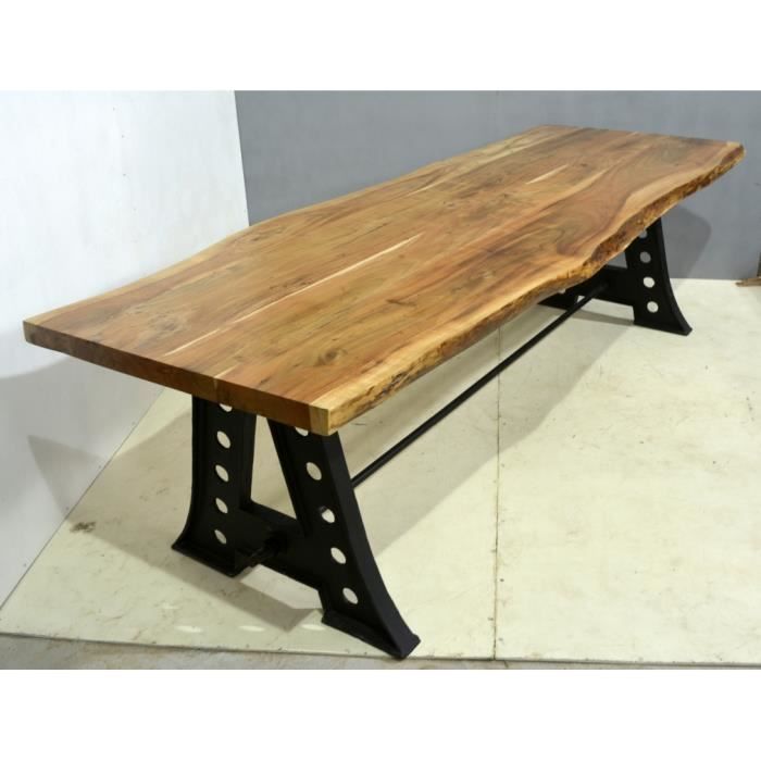 Table A Manger Style Industriel 180x100x76cm Plateau En Bois