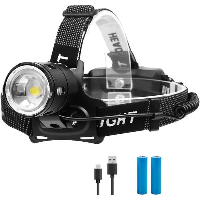 Lampe Frontale LED 70000 Lumens 11 Modes - 7800mAh Rechargeable Avec Capteur