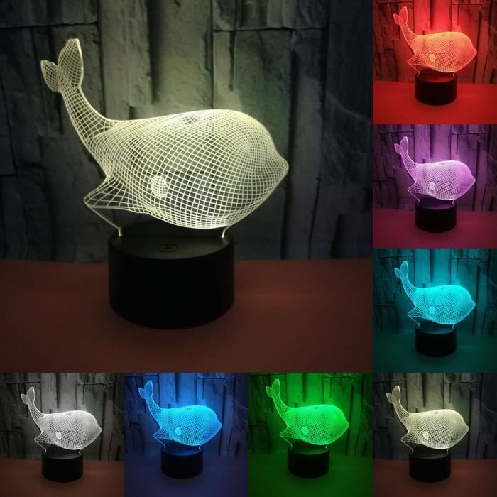 Dessin Anime 3d Illusion Baleine Led Lumiere De Nuit 7 Couleur Table Lampe De Bureau Pour La Partie Cadeau De Noel Enfants Jouets Achat Vente Dessin Anime 3d Illusion Ba
