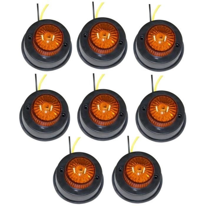 Feux De Position Latéraux LED - Lot De 8, 12V/24V, Supports Caoutchouc - Pour Remorques, Camions, Caravanes