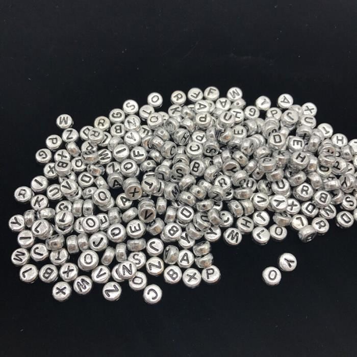 Perles Lettres Pour Bracelet PandaHall Lot De 500 Perles Rondes Et Plates En Acrylique Avec Lettre A E I O U Pour La Fabrication De Bijoux, Loisirs Cru00e9atifs Et Bracelets Blanc 7 Mm Lettre Perle