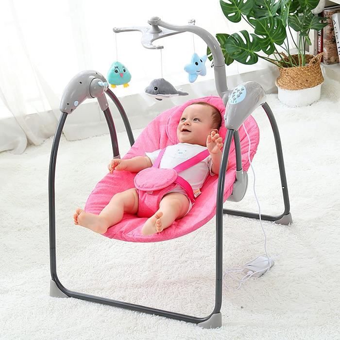 BALANCELLE ÉLECTRIQUE PORTABLE POUR BÉBÉ ROSE - AIBEEYOU - King