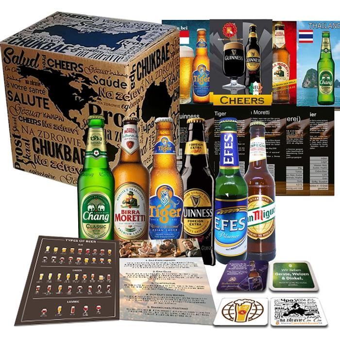 6x Bieres Du Monde Idee Cadeau Pour L Anniversaire D Un Homme Fete Des Peres Paques Coffret Cadeau Instructions De Degustation Achat Vente Machine A Biere Cdiscount