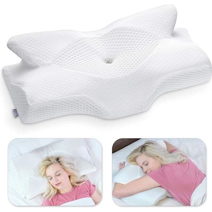 DONAMA Coussin De Positionnement Latéral En Mousse Mémoire – Oreiller Cervical Ergonomique, Double Hauteur