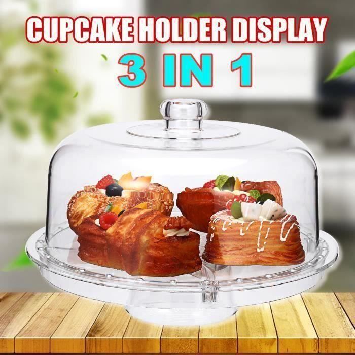 Presentoir A Gateau Cupcake Titulaire Dome En Plastique Couvercle Saladier Cdiscount Maison