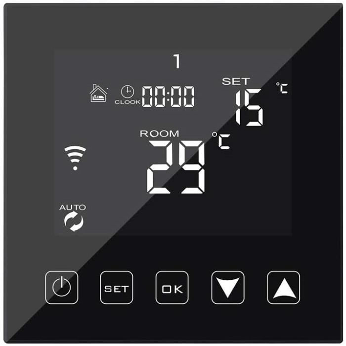 Thermostats dambiance Programmable avec Commande Vocale&APP Noir KETOTEK Intelligent Thermostat WiFi pour Chaudiere gaz/eau 3A Compatible avec Alexa Echo/Google Home/IFTTT/Tuya 