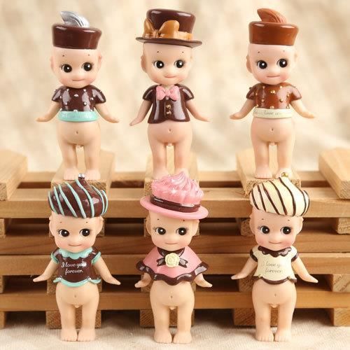 6pcs / set Lovely Sonny Angel Chocolate Ver. Mini figurines en PVC