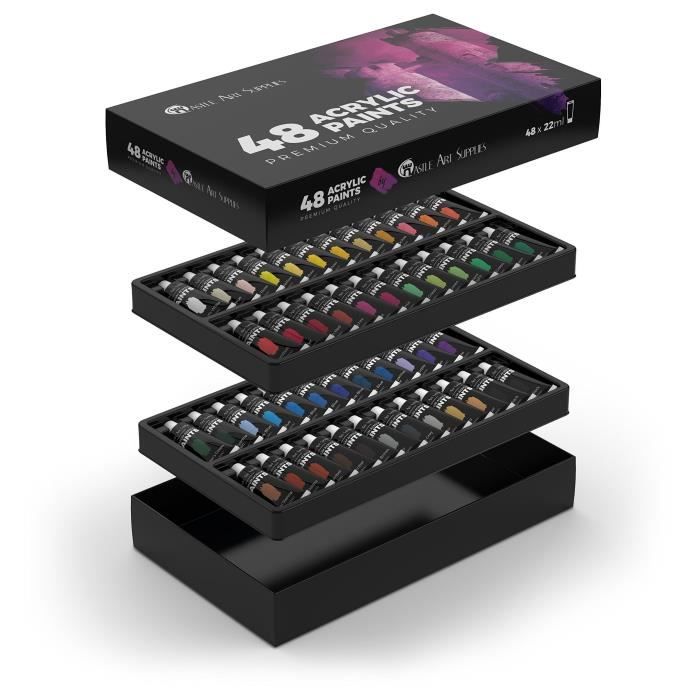 Ensemble De Peinture Acrylique 48 Couleurs Vives Avec Plus Grand Tubes Le Principal Kit Pour Artistes Debutants Ou Enfants De Achat Vente Peinture Acrylique Ensemble De Peinture Cdiscount