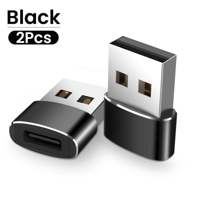 Adaptateur Lightning Femelle Vers USB-C Mâle – Lot De 2, Charge Rapide Et Transfert De Données, Portable