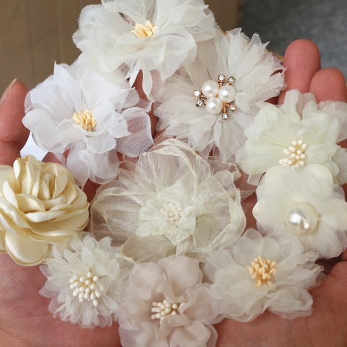 Fleurs en tissu pour robe mariage clearance
