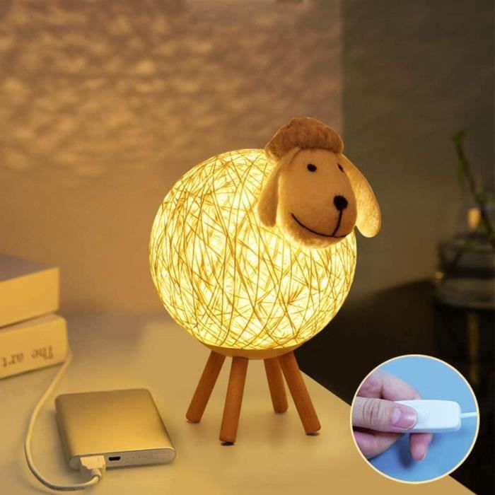 Led Lampe De Table En Rotin De Mouton Creative Lampe De Nuit A Projection De Soins Oculaires Usb Pour Chambre D Enfants Cdiscount Puericulture Eveil Bebe