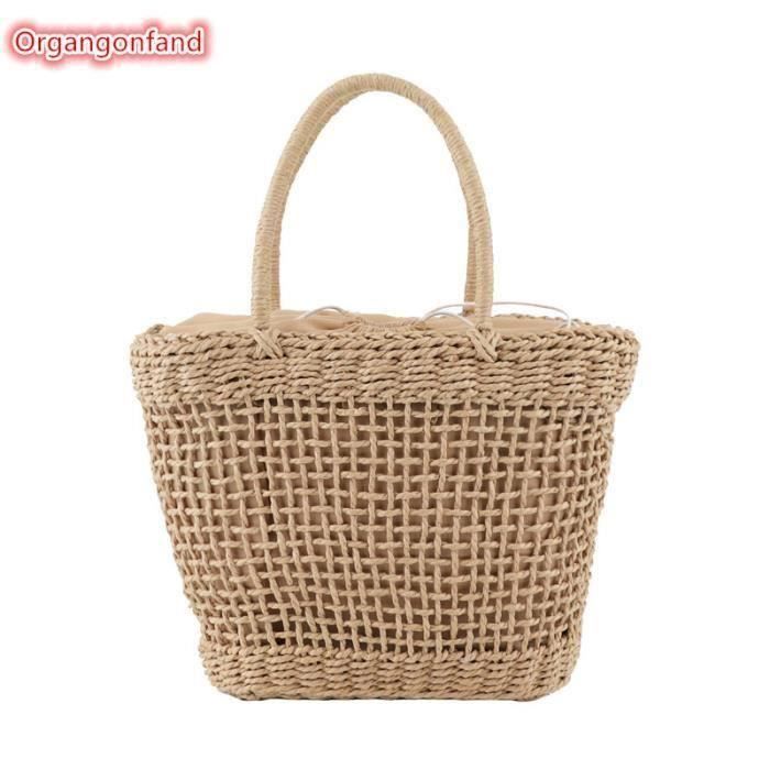 Sac à Main En Paille Coloré Fait Main Au Mexique - Taille Medium, Style Tote Bohème, Fermeture Zip