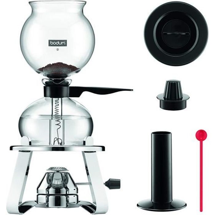 Bodum - cafetière à dépression 8 tasses 1l verre avec réchaud gaz - k1218-16