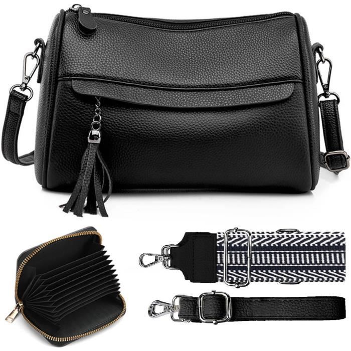 Sac à Main Femme Bandoulière - Sac Crossbody Élégant Et Pratique En Cuir Végétalien Noir