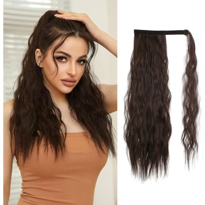 Queue De Chevalextension Ponytail Marron Foncé Longue Ondulée ...