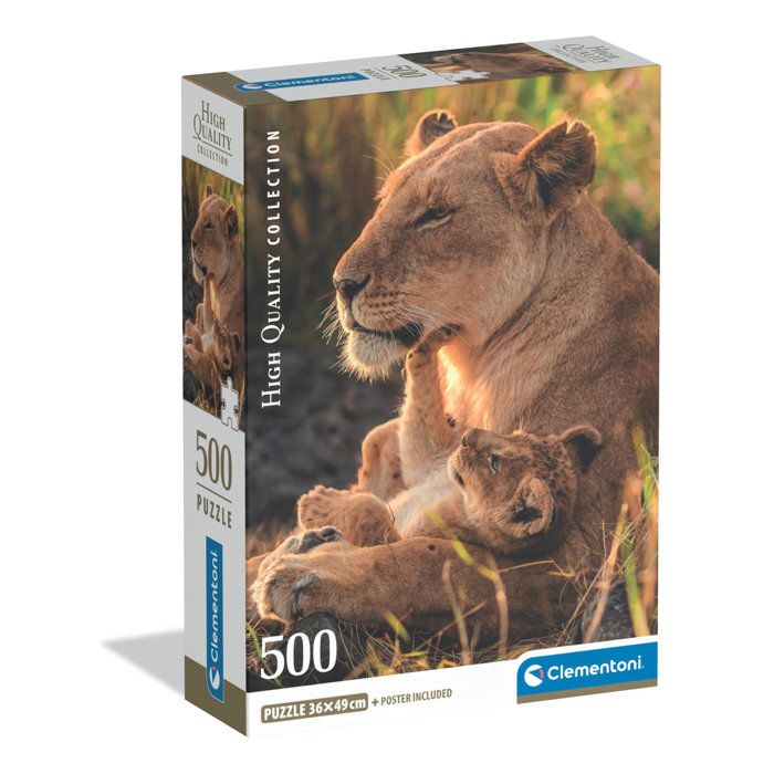 Puzzle 500 pièces Clementoni Compact Feline Love 49 x 36 cm avec poster Tons chauds Neuf - vue 3