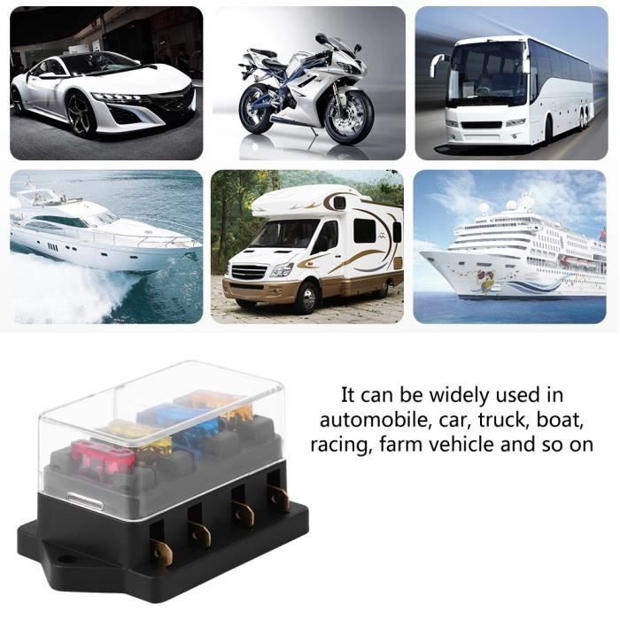 Boîte à Fusibles Voiture Avec Support - 12V, Fusibles Lames ATC/ATO 5-20A - Protection Court-circuit