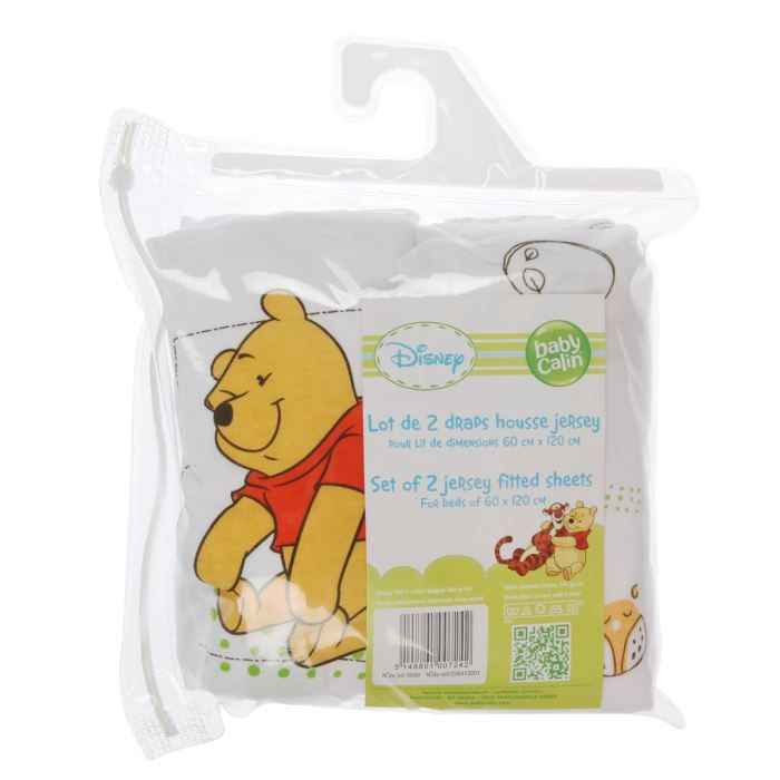 Winnie Lot De 2 Draps Housse Bebe 60 X 1 Cm Cdiscount Puericulture Eveil Bebe