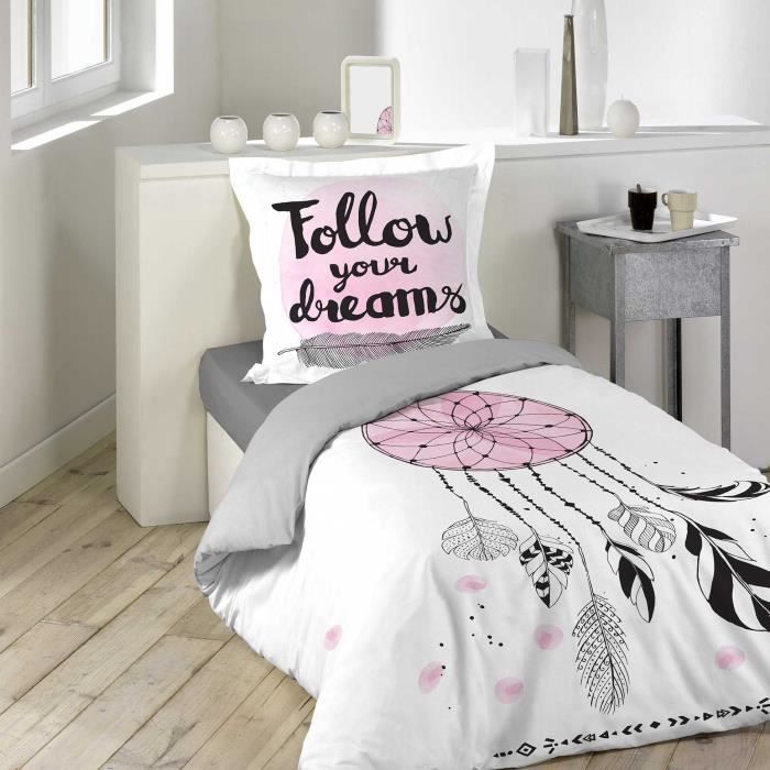 CDaffaires parure 2 p. 140 x 200 cm imprime 42 fils dessin place attrape songes