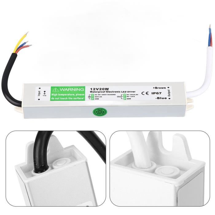 Alimentation LED Étanche 12V 20W Pour Éclairage Extérieur - Protections Intégrées, Pour Bandes LED Et Automatisation - 9