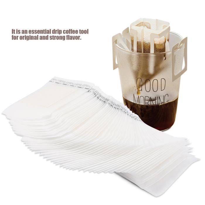 50 Sachets Filtres à Café Suspendus - Filtres Jetables Pour Café Drip - Camping, Voyage, Bureau - 10x8 Cm - 8