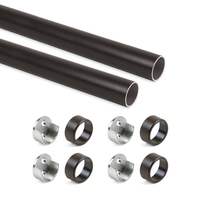 Emuca Kit tube de penderie circulaire D. 28 mm, 750 mm, Aluminium, Peint en moka