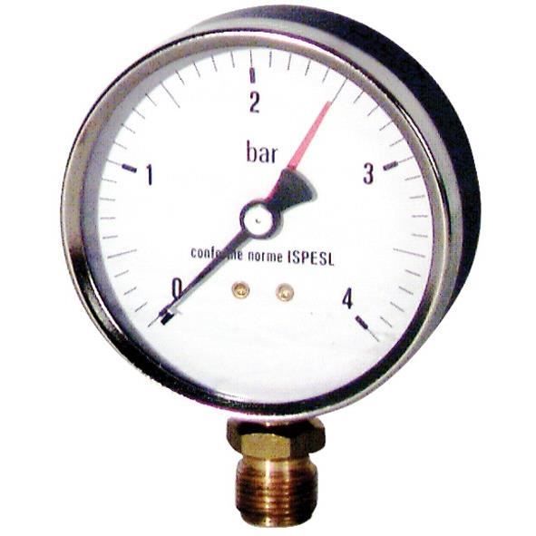 Manomètre 0-6 Bars - Diamètre 80 Mm - Raccord Vertical 15x21 - Classe 1.6 - Pour Fluides Non Corrosifs