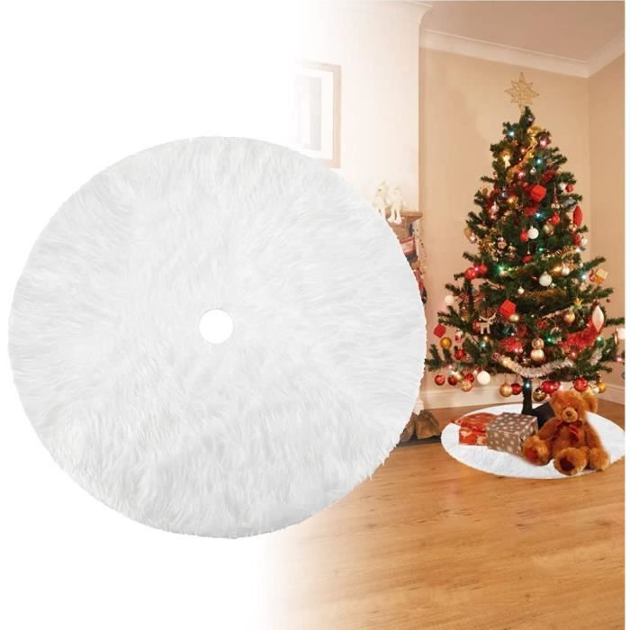 Jupe de Sapin de Noël en Fausse Fourrure Blanc Pour Décoration de Sapin