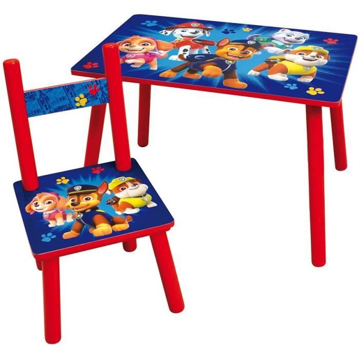 FUN HOUSE PAT'PATROUILLE Table H 41,5 cm x l 61 cm x P 42 cm avec une chaise H 49,5 cm x l 31 cm x P