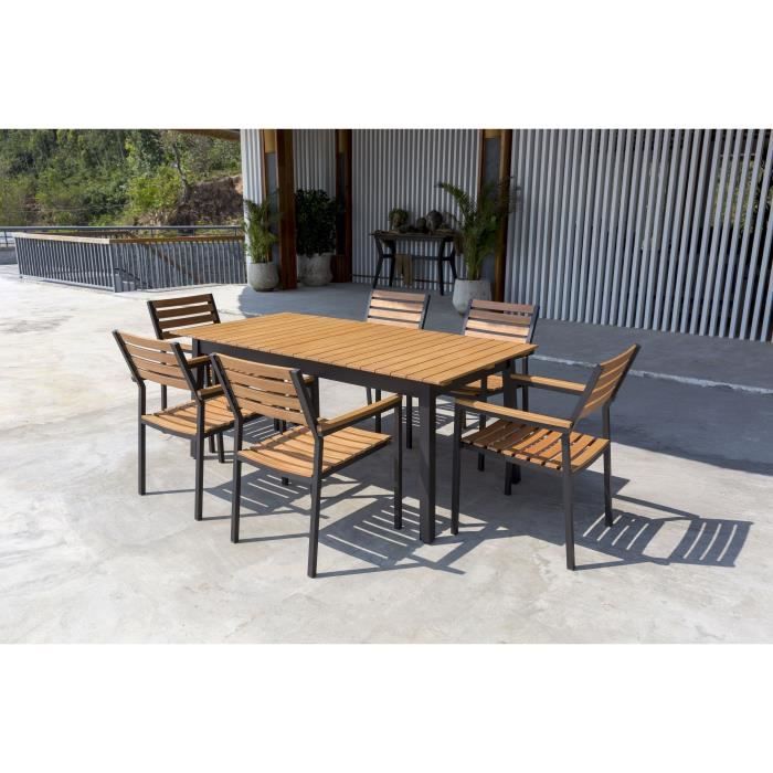 Ensemble Repas De Jardin 6 A 8 Personnes Table Extensible 180 220x90cm 6 Fauteuils Empilables Bois Eucalyptus Fsc Et Aluminium Achat Vente Ensemble Table Et Chaise De Jardin Ensemble De Jardin 6 Places Cdiscount